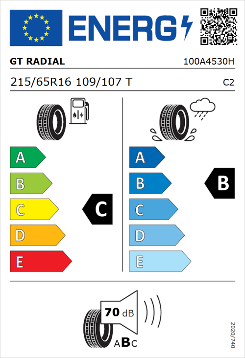 Tyre Label for GT Radial Maxmiler Pro 215/65R16 109/107T